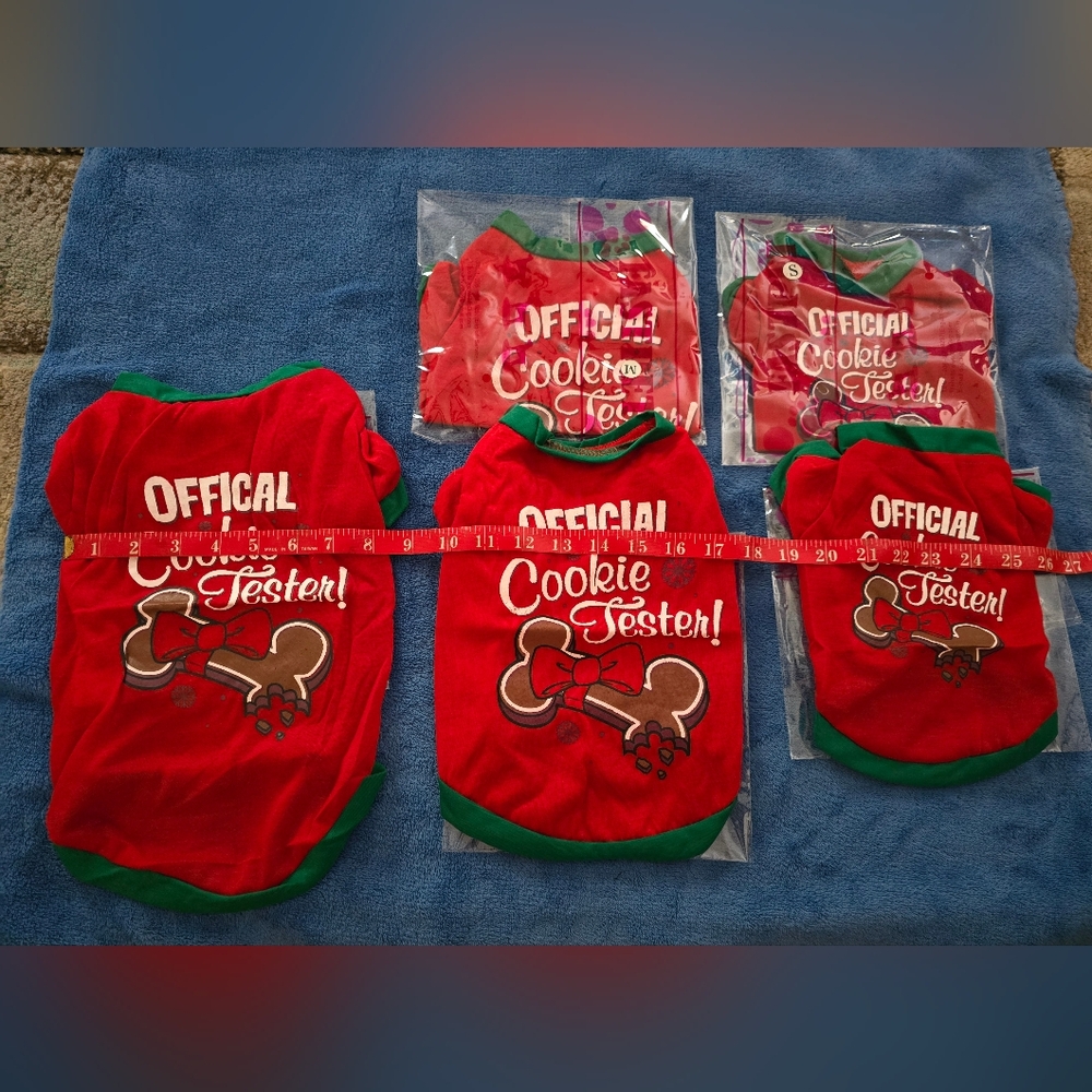 Festive Dog Shirt with Official Cookie Tester, S,M Or L, Price Is For 1 - Picture 1 of 7